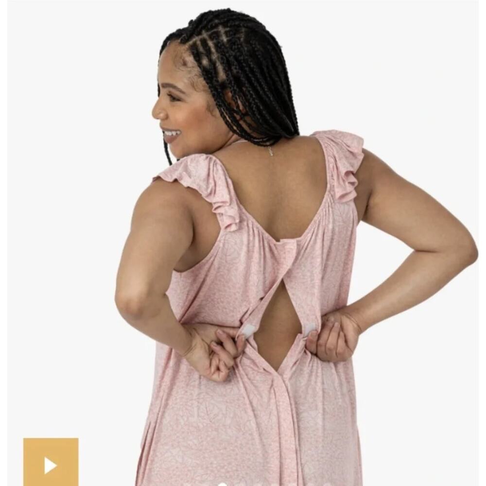 NWT Kindred Bravely Ruffle Strap Labor & Delivery Gown in Pink Hydrangea sz XS - Picture 6 of 13